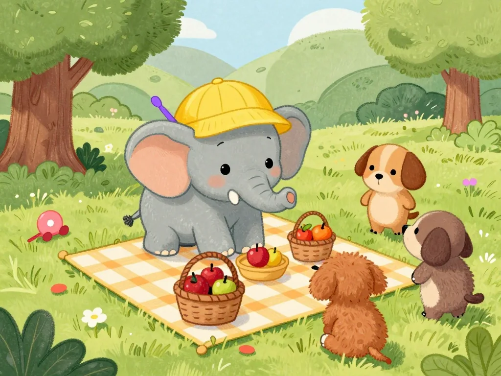 Ivy Elephant with friends on a picnic